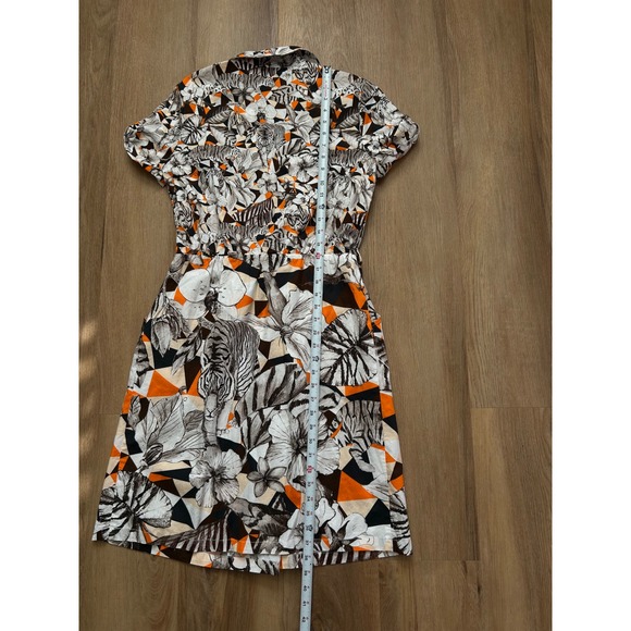 Roberto Cavalli animal print floral‎ button up collard shortsleeve midi dress - Picture 6 of 7